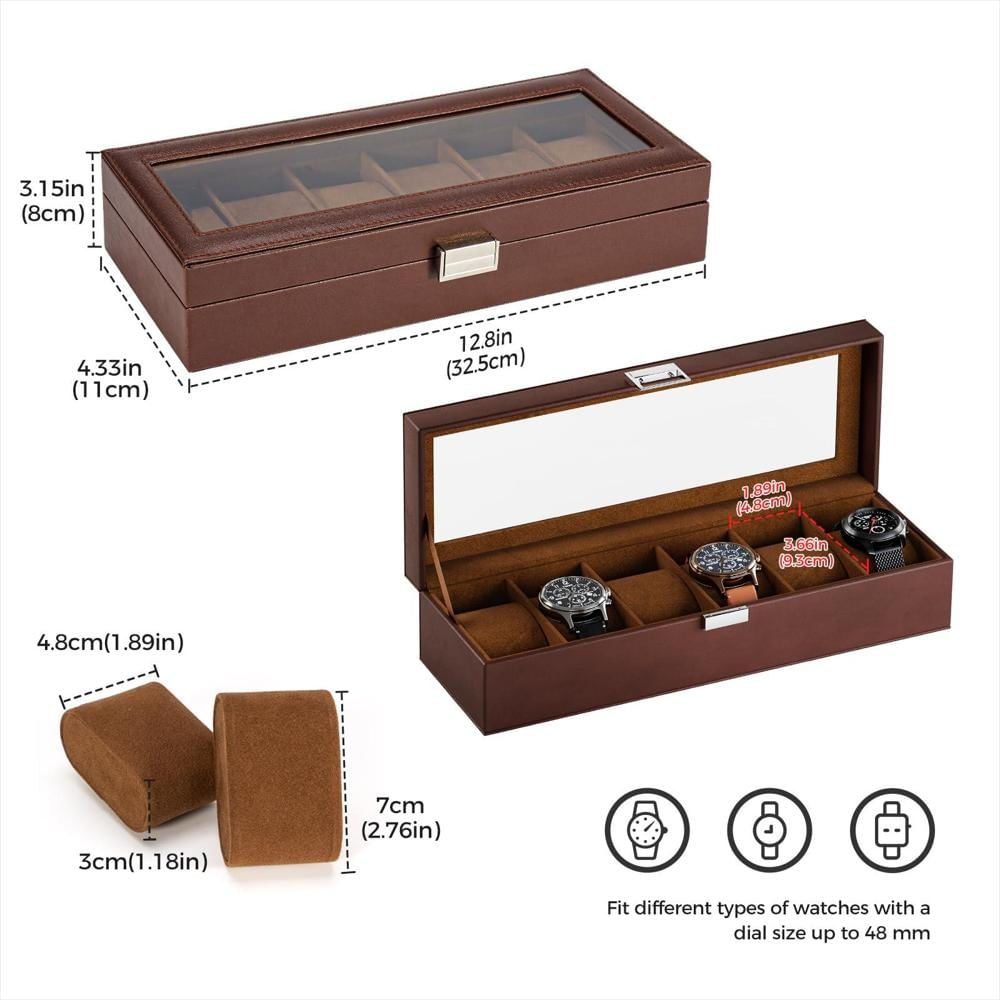 Caja Organizadora Procase 6 Relojes Espresso Tapa Vidrio img #5