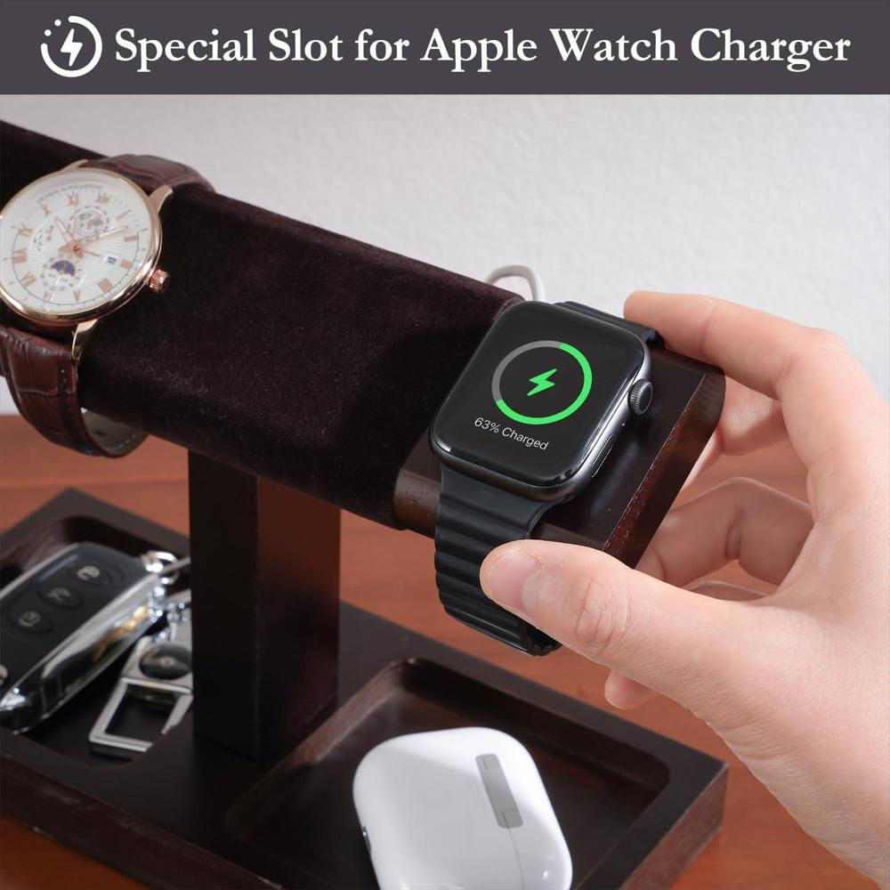 Soporte Procase De Madera Para 4 Relojes Con Carga Apple Watch img #2