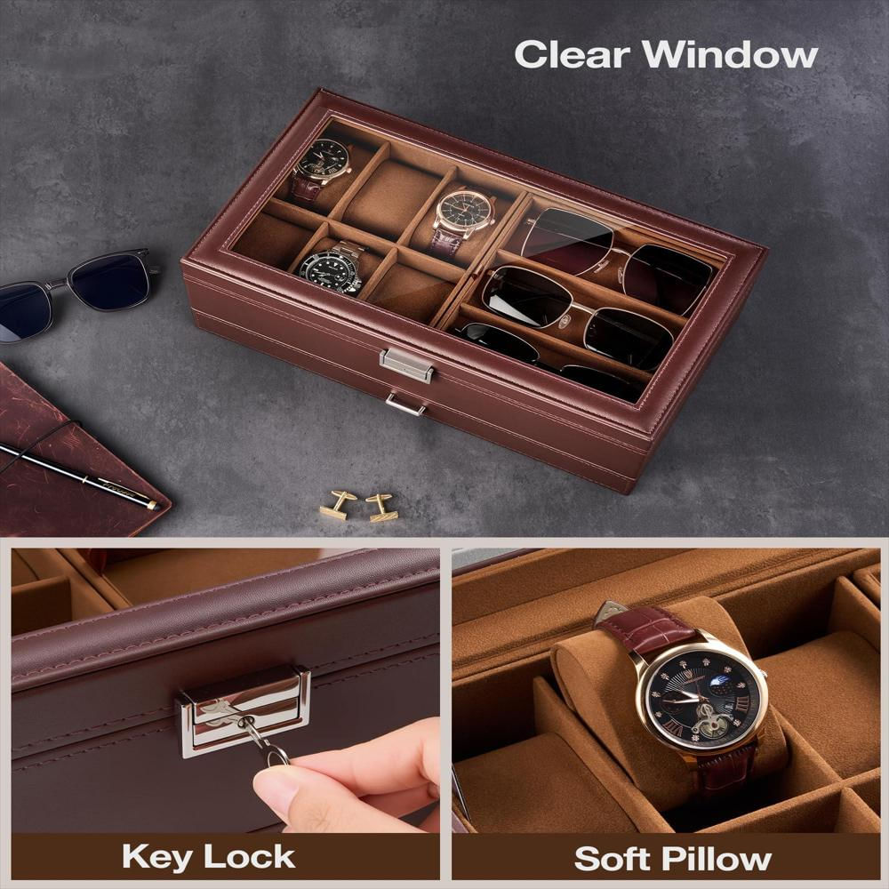Caja Organizadora Procase Para 6 Relojes Y 3 Gafas Con Cerradura img #5