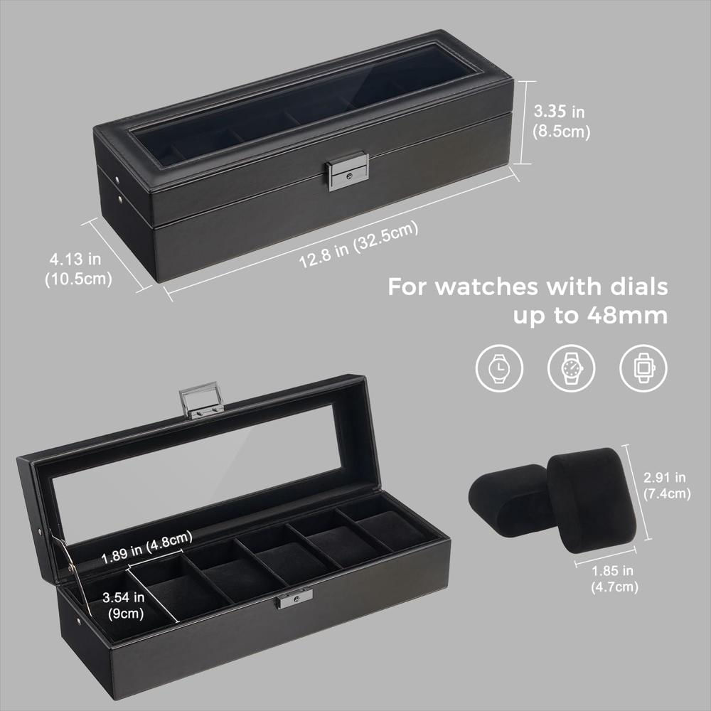 Caja Organizadora Procase Para 6 Relojes De Cuero Pu Con Cerradura img #5