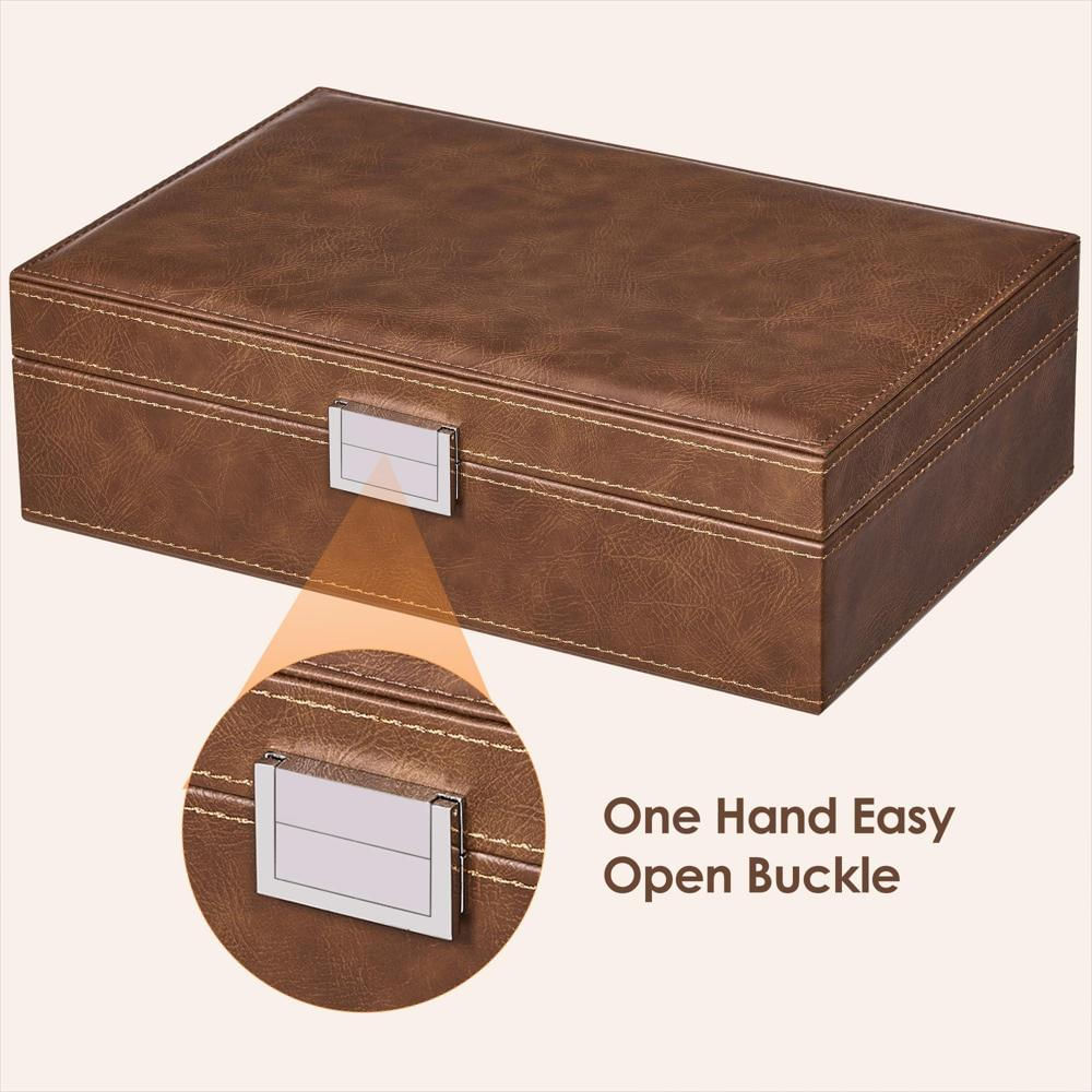 Joyero Organizador Bewishome Para 4 Relojes Y Joyas Marrón img #4