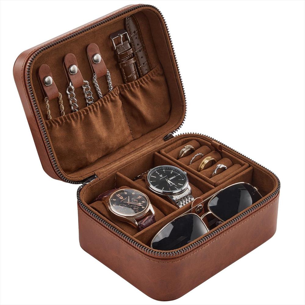 Estuche Organizador Procase 2 Compartimentos Cuero Marrón Claro img #1