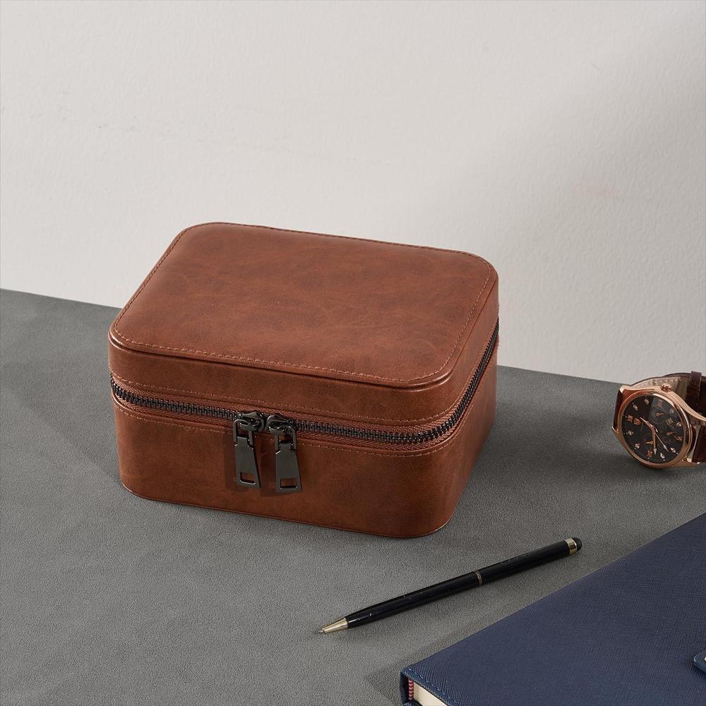 Estuche Organizador Procase 2 Compartimentos Cuero Marrón Claro img #3