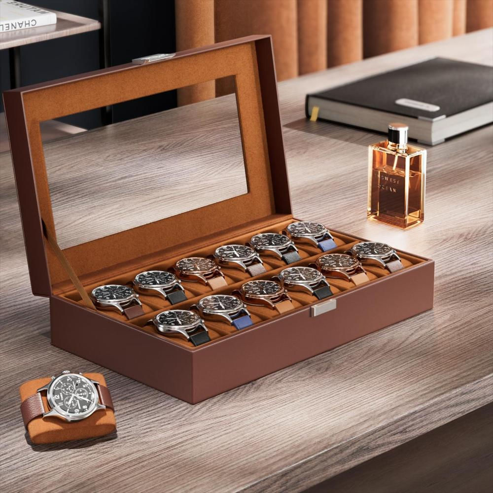 Caja Organizadora Procase Para 12 Relojes Con Tapa De Vidrio img #2