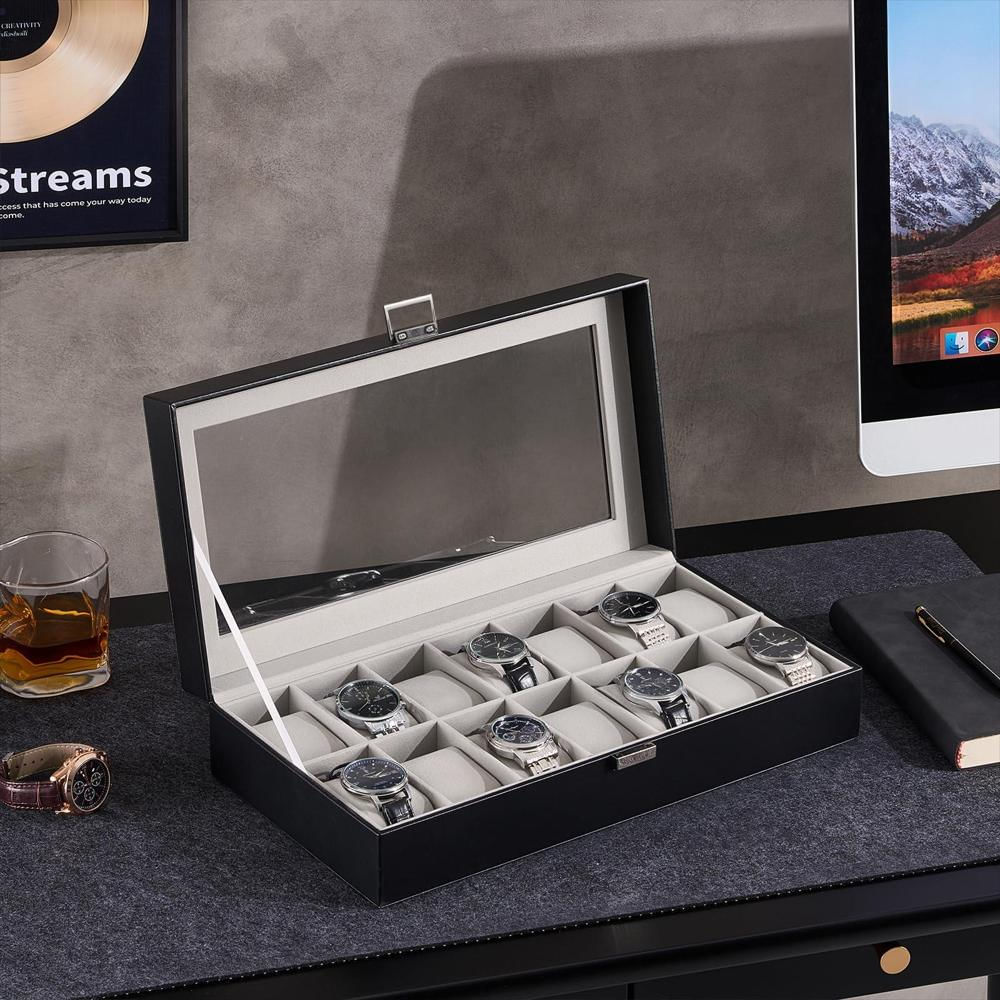 Caja Organizadora Procase Para 14 Relojes Con Tapa De Vidrio img #5