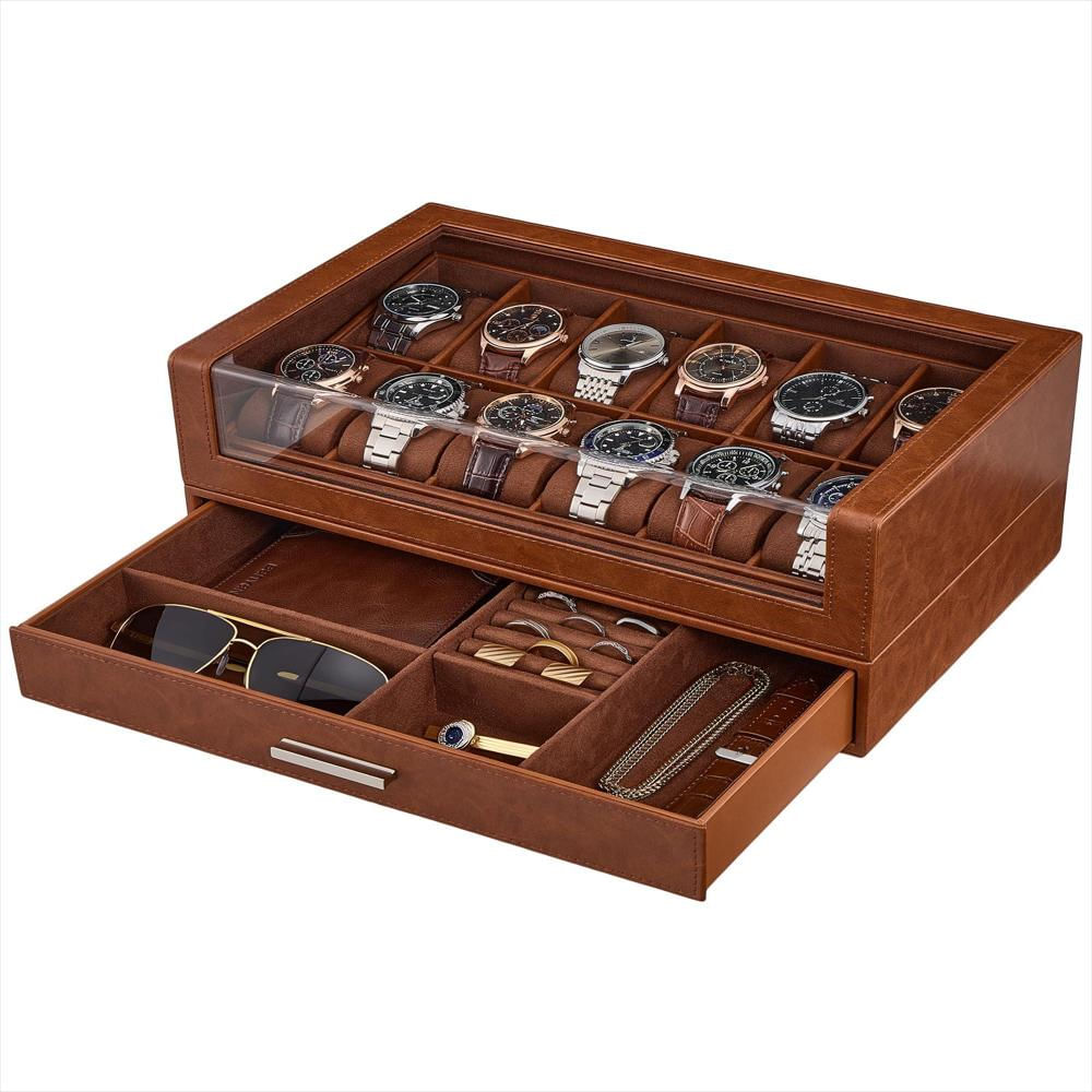 Caja Organizadora Procase Para 12 Relojes Con Cajón Y Tapa Acrílica img #1