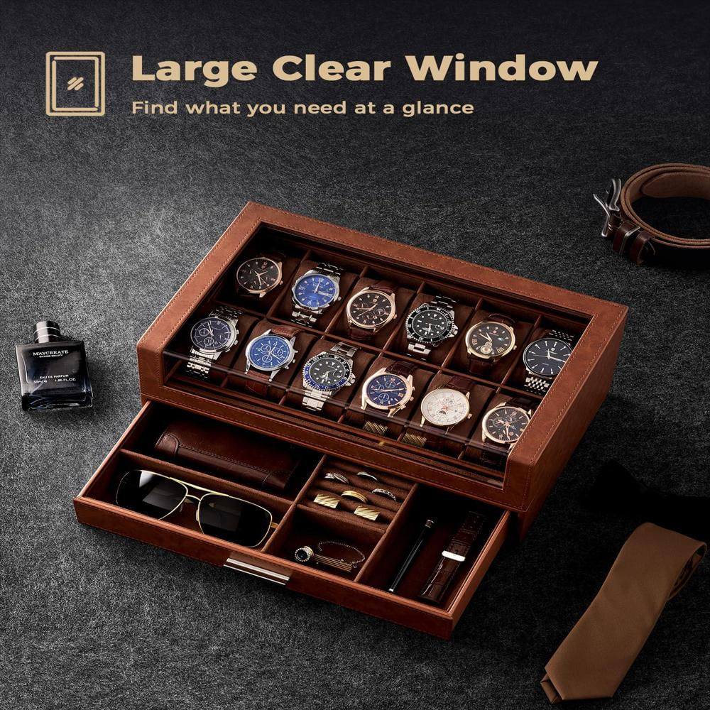 Caja Organizadora Procase Para 12 Relojes Con Cajón Y Tapa Acrílica img #5
