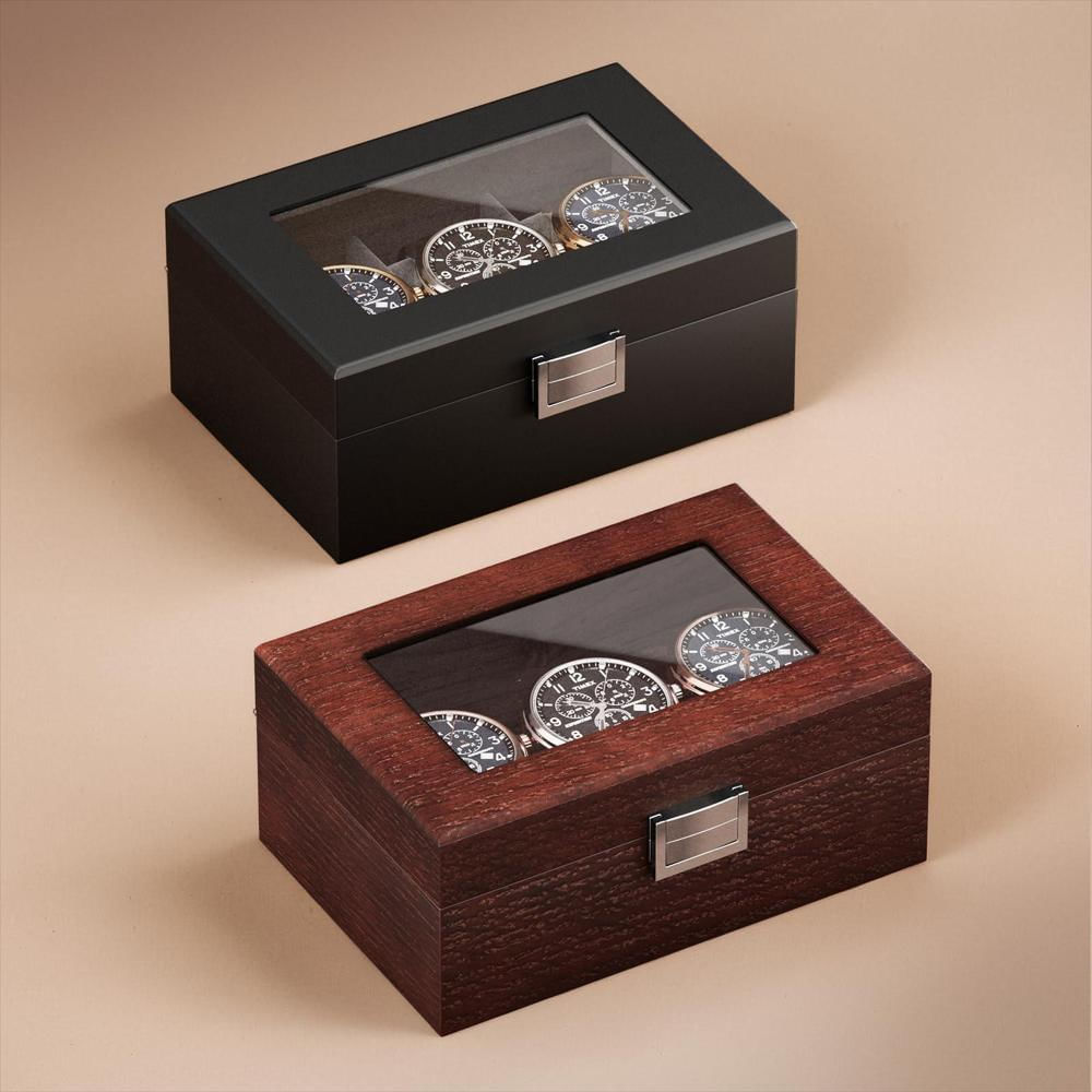 Caja Organizadora Procase De Madera Para 3 Relojes Con Tapa De Vidrio img #2