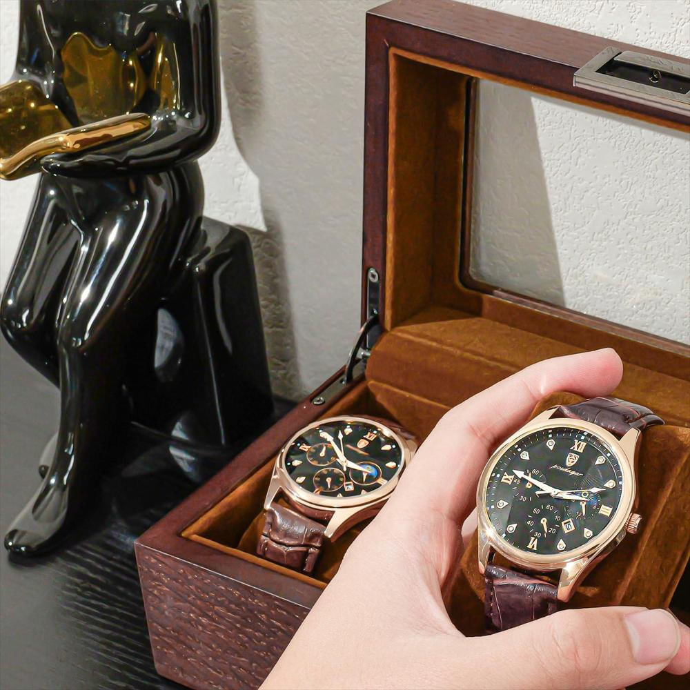 Caja Organizadora Procase De Madera Para 3 Relojes Con Tapa De Vidrio img #3
