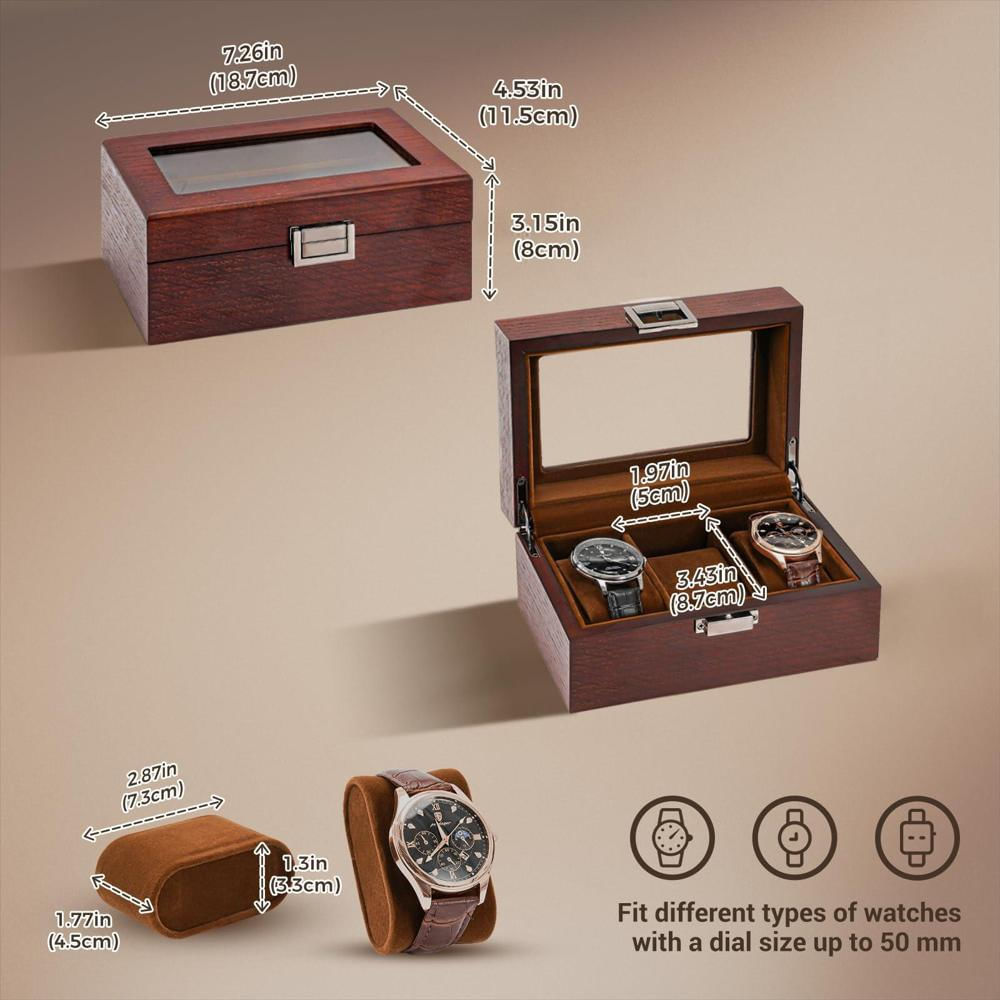 Caja Organizadora Procase De Madera Para 3 Relojes Con Tapa De Vidrio img #4