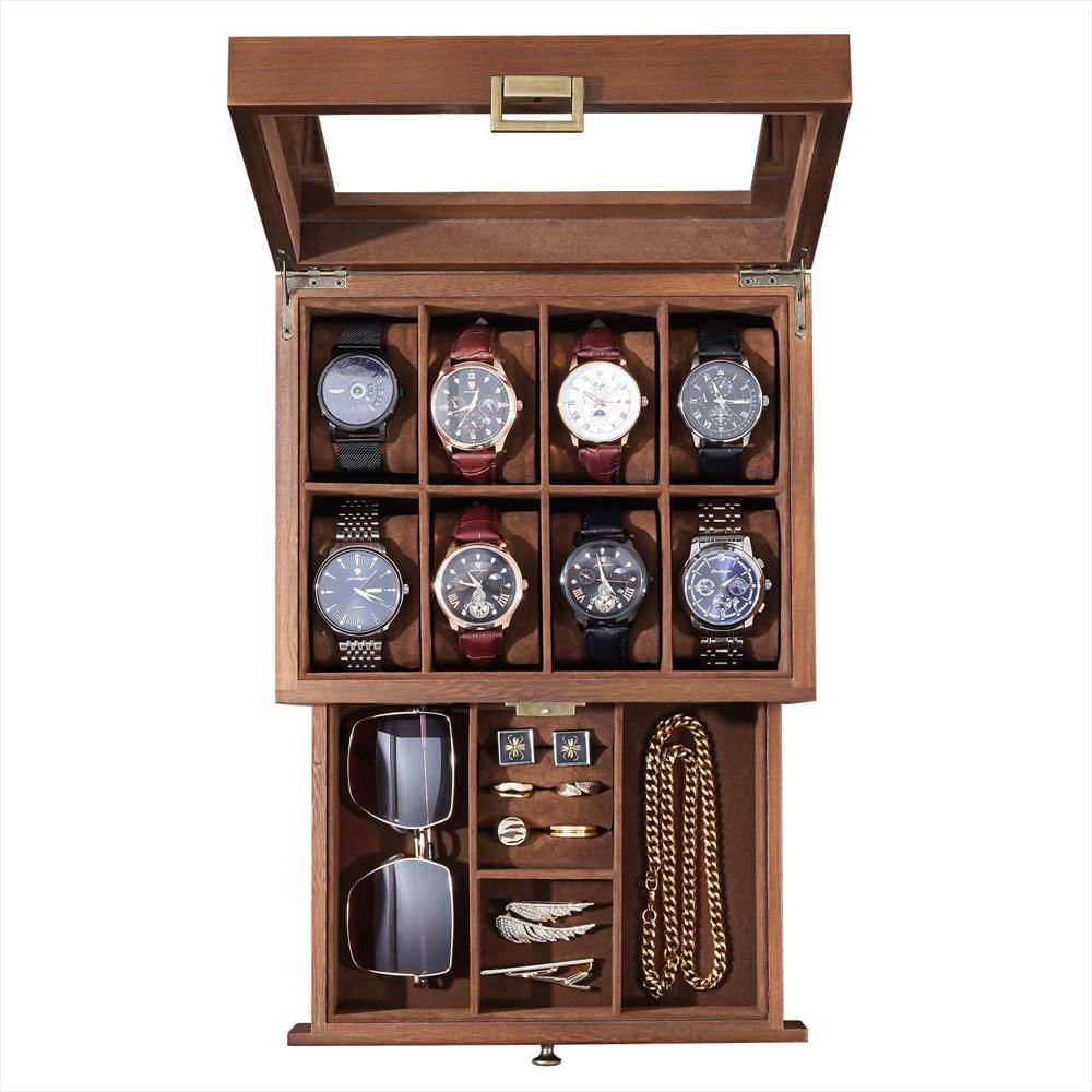 Caja Organizadora Procase Para 8 Relojes De Madera Con Cajón img #1