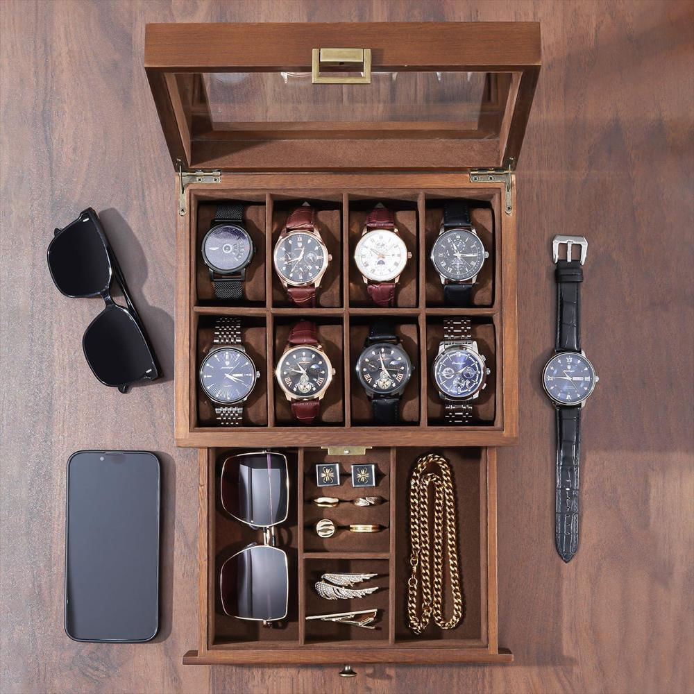 Caja Organizadora Procase Para 8 Relojes De Madera Con Cajón img #2