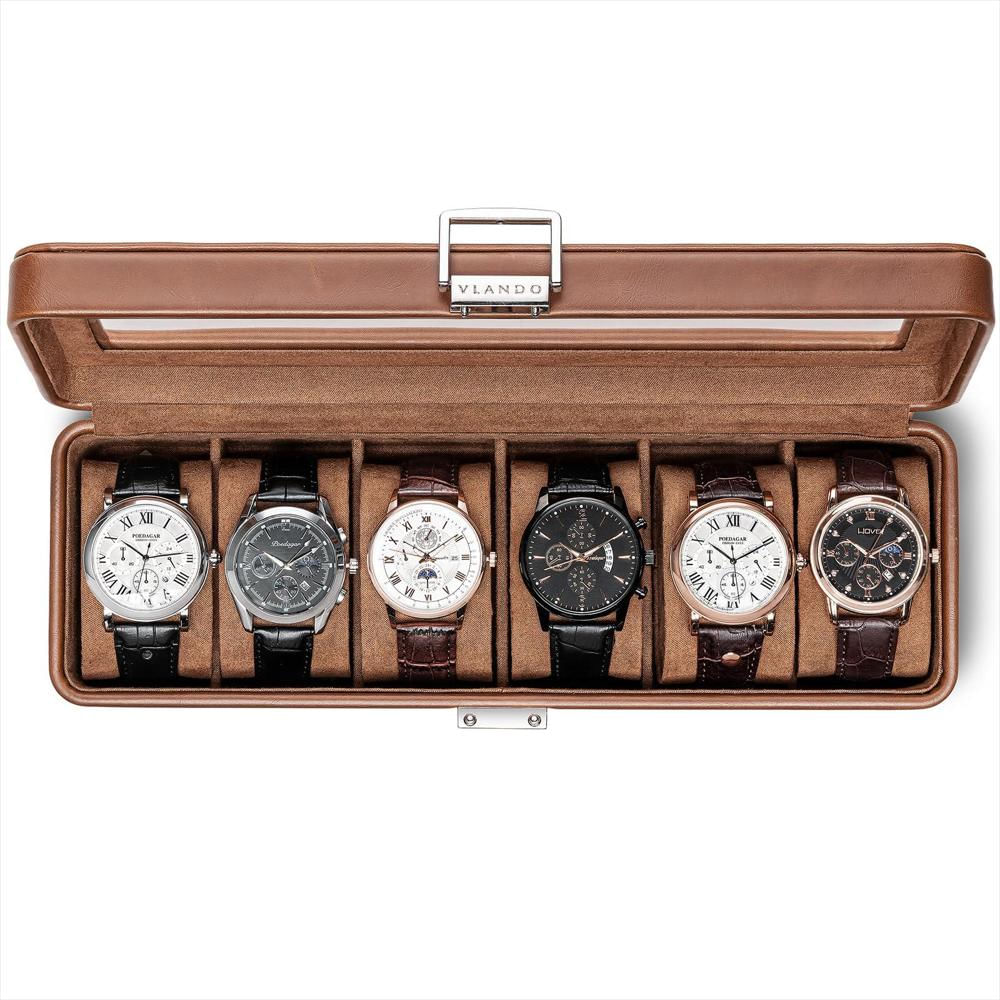 Caja Organizadora Vlando Para 6 Relojes Con Tapa De Vidrio Y Cerradura img #1