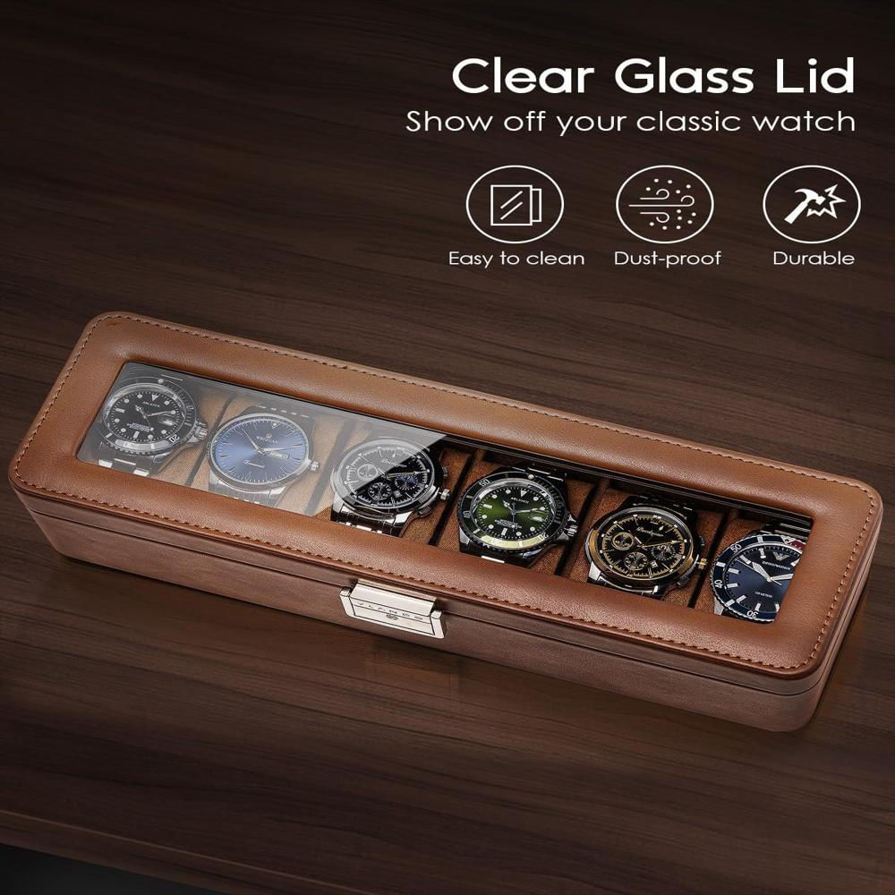 Caja Organizadora Vlando Para 6 Relojes Con Tapa De Vidrio Y Cerradura img #2