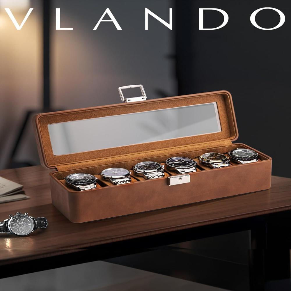 Caja Organizadora Vlando Para 6 Relojes Con Tapa De Vidrio Y Cerradura img #5