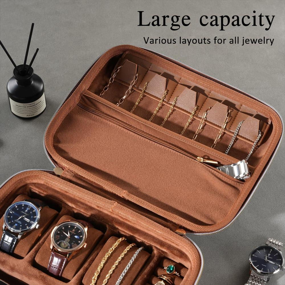 Estuche Organizador Procase Para Relojes Y Joyas Con 3 Compartimentos img #4