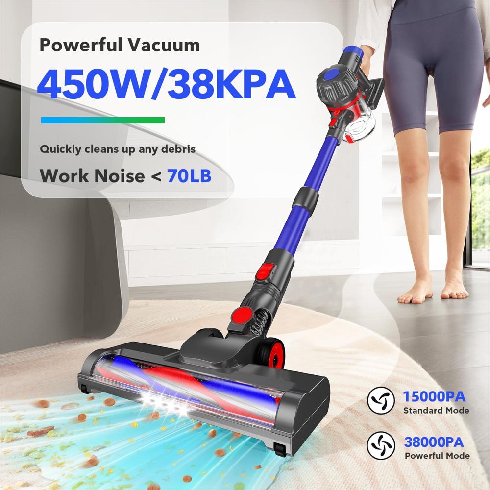 Aspiradora Vertical Kanfuaq Recargable 38000 Pa 450 W Azul img #5