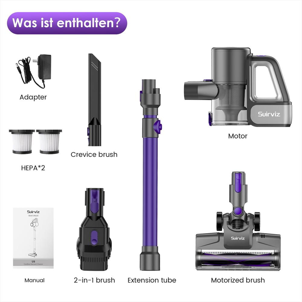 Aspiradora Vertical Inalámbrica 40Kpa Con Luz Led Morada img #4