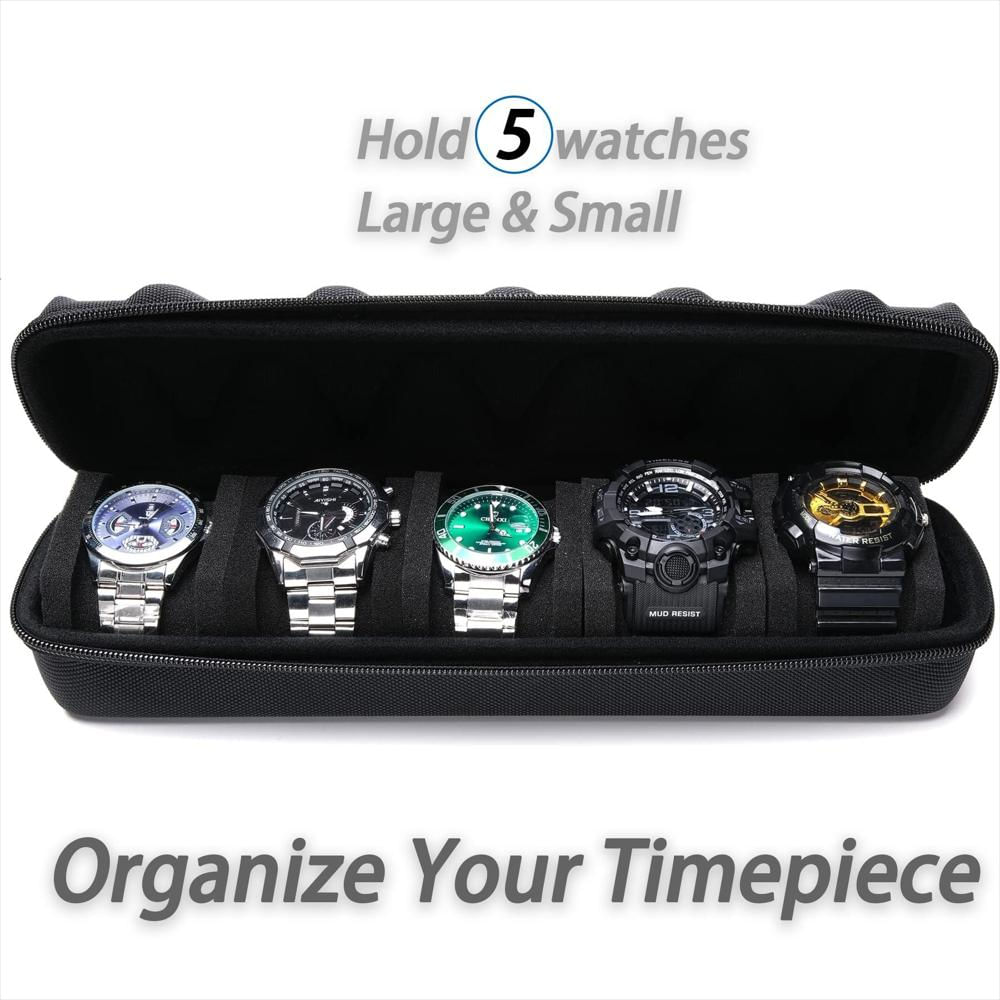 Estuche Organizador De Viaje Para 5 Relojes Rígido Con Espuma img #2
