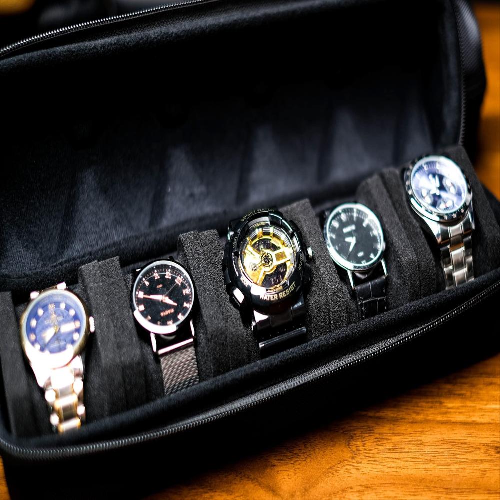 Estuche Organizador De Viaje Para 5 Relojes Rígido Con Espuma img #4