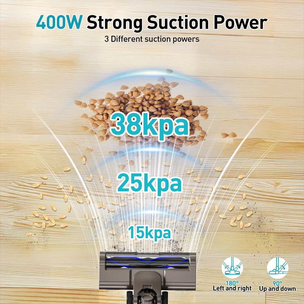 Aspiradora Vertical Inalámbrica Kanfuaq 38000Pa 400W Verde img #3