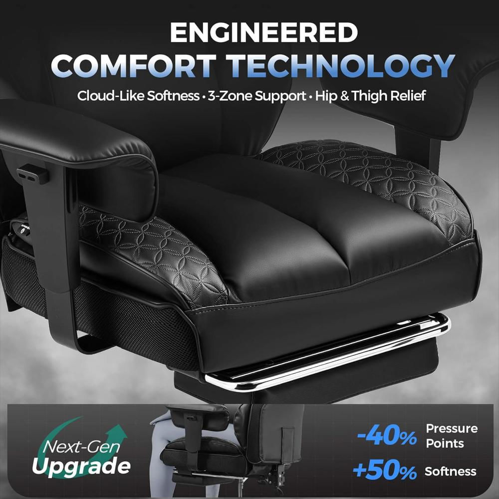 Silla Gamer Gtplayer Gran Capacidad Soporte Lumbar Reposapiés Color Negro 400 Libras img #4