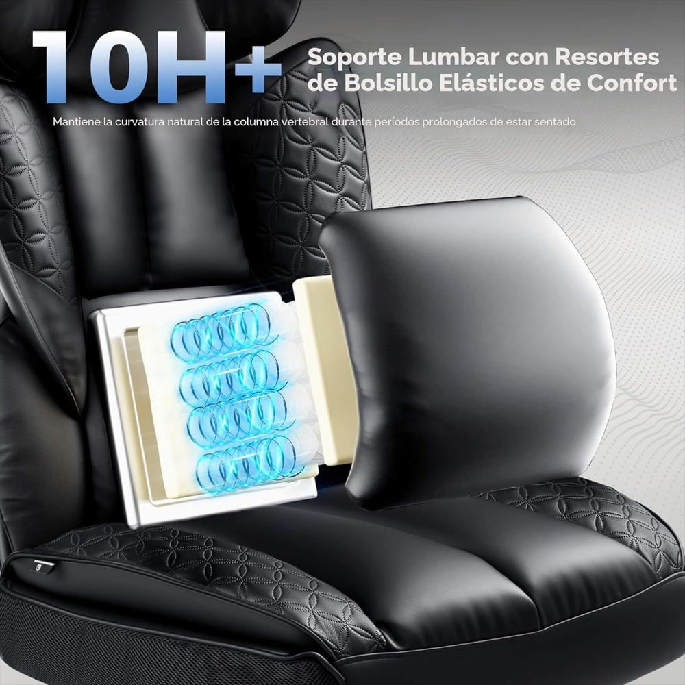 Silla Gamer Gtplayer Gran Capacidad Soporte Lumbar Reposapiés Color Negro 400 Libras img #5