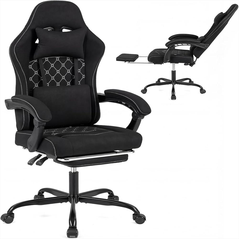 Silla Gamer Giantex Ergonómica Reclinable Soporte Lumbar Reposacabezas Reposapiés Giratoria img #1