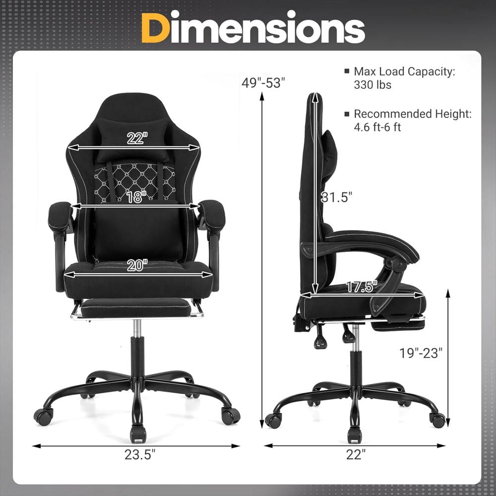 Silla Gamer Giantex Ergonómica Reclinable Soporte Lumbar Reposacabezas Reposapiés Giratoria img #3