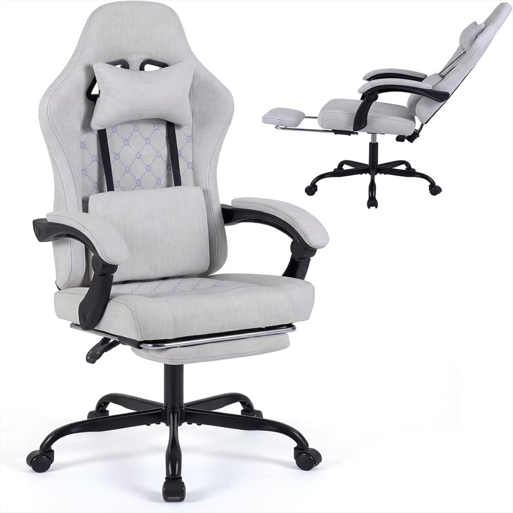 Silla Gamer Giantex Ergonomica Reclinable Con Reposacabezas Soporte Lumbar Y Reposapiés img #1