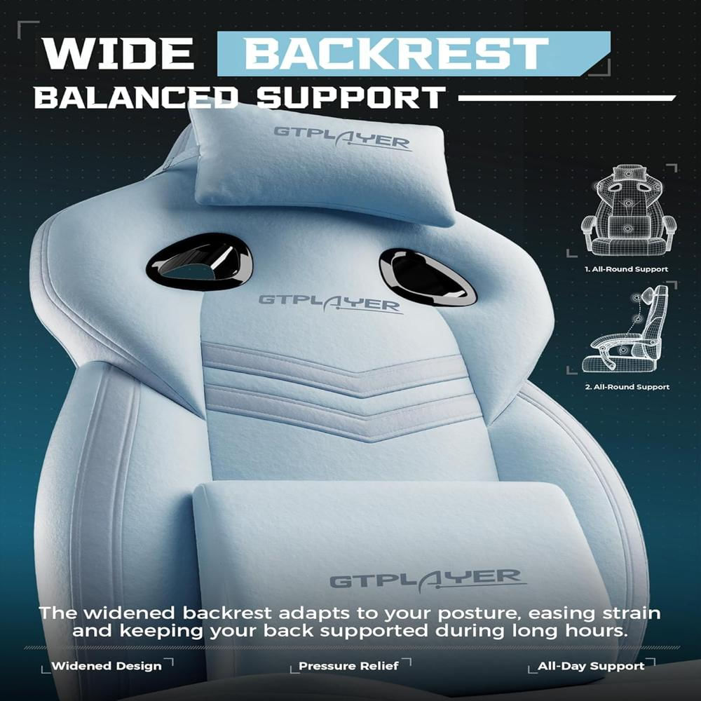 Silla Gamer Gtplayer Reclinable Soporte Lumbar Reposapiés Color Azul Grande Para Adultos img #4