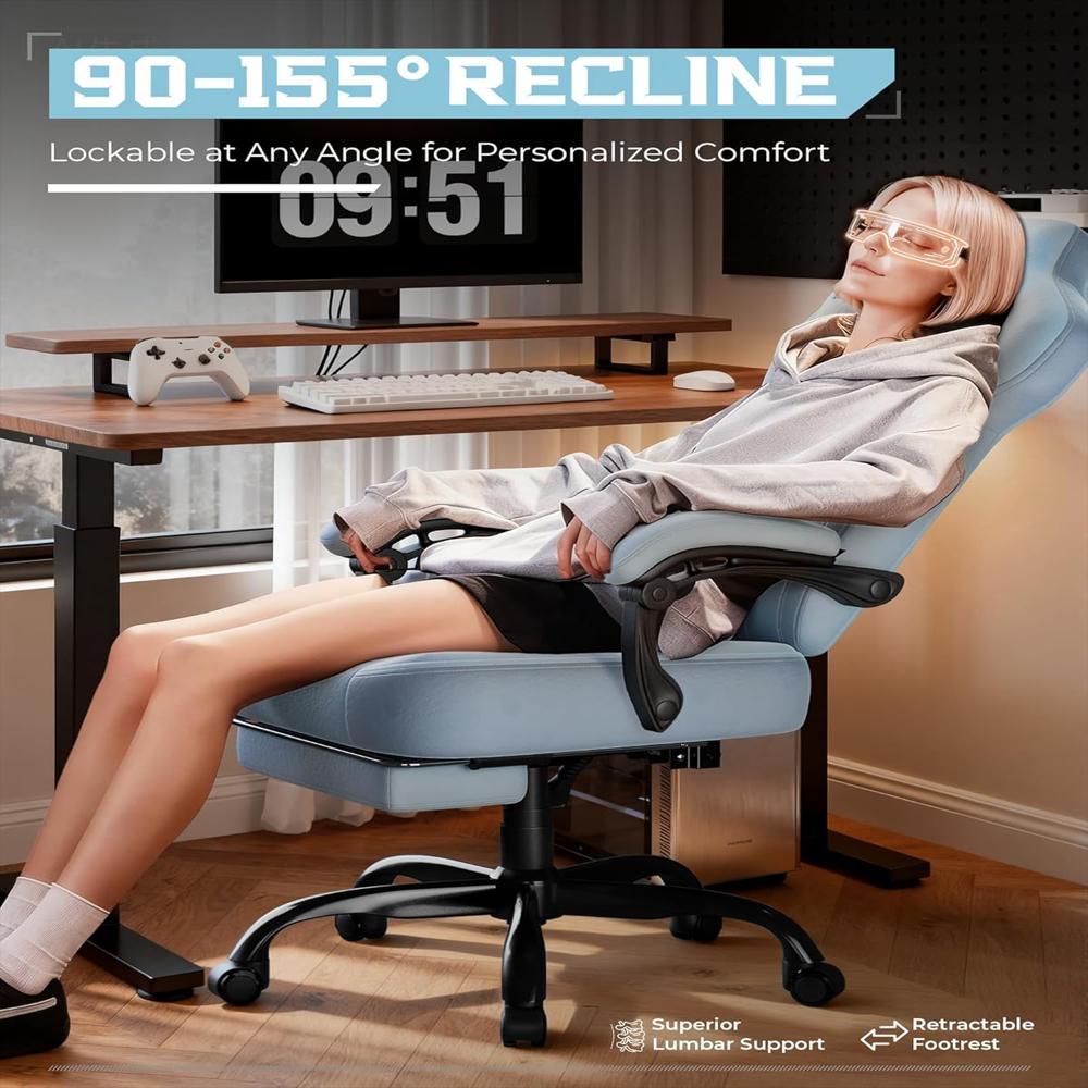Silla Gamer Gtplayer Reclinable Soporte Lumbar Reposapiés Color Azul Grande Para Adultos img #5