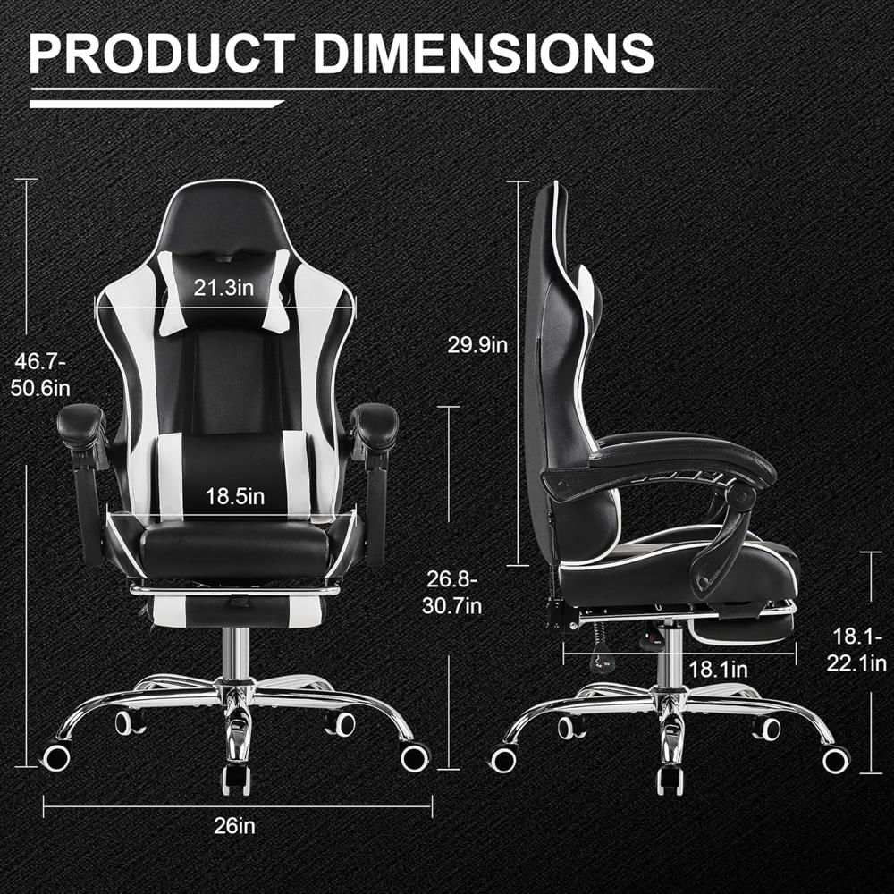 Silla Gamer Vecelo Ergonómica Piel Sintética Reclinable Ajustable Negra img #3
