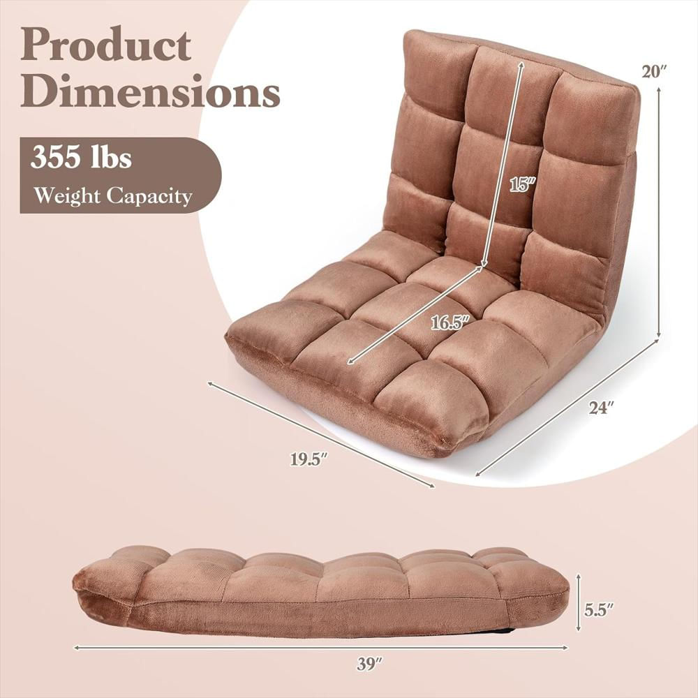 Silla De Suelo Giantex Reclinable 14 Posiciones Franela Suave Plegable Para Adultos img #2