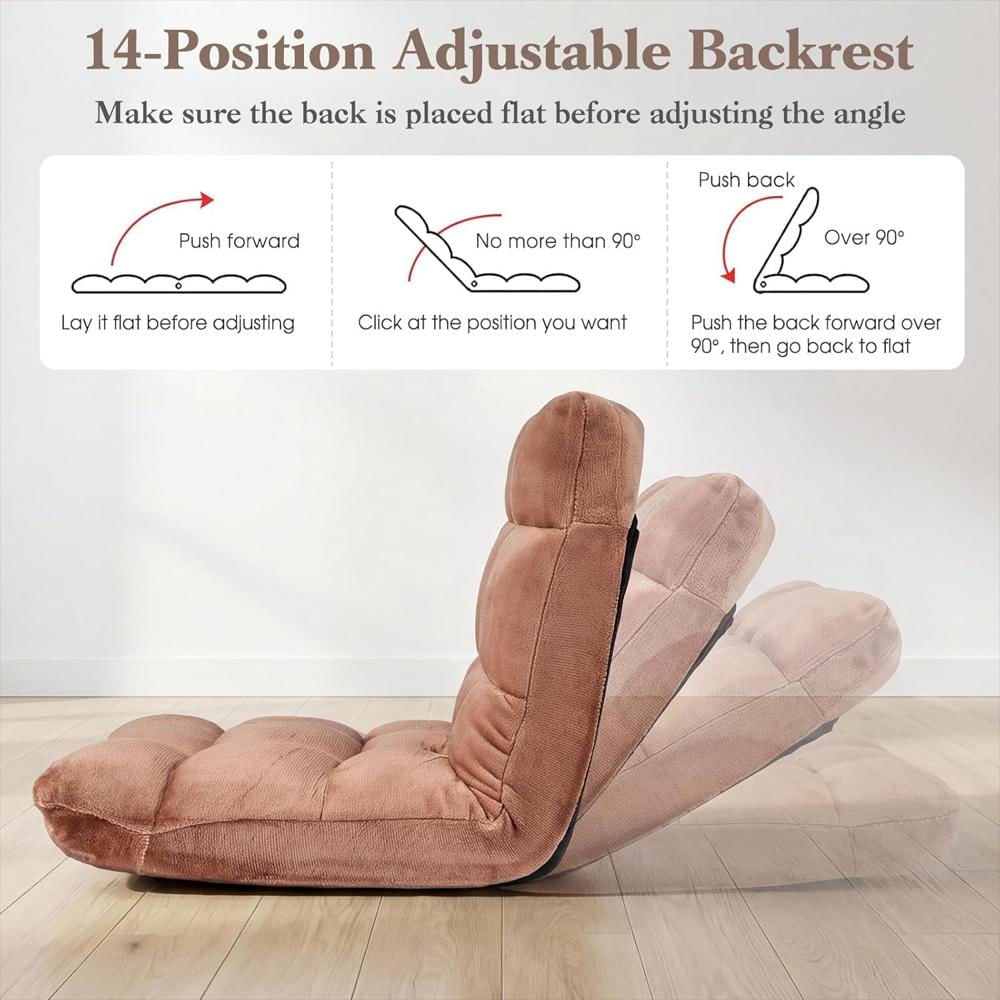 Silla De Suelo Giantex Reclinable 14 Posiciones Franela Suave Plegable Para Adultos img #5