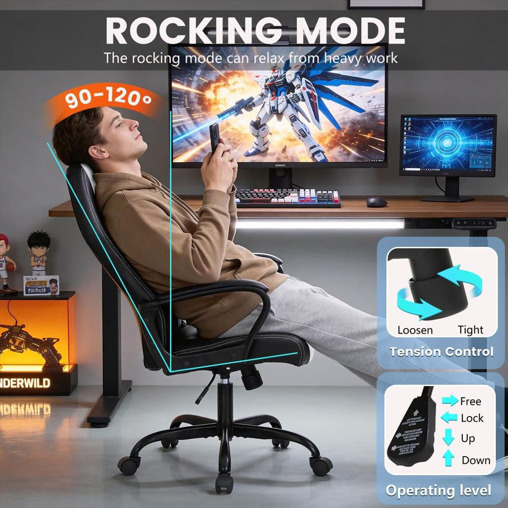 Silla Gamer Fdw Ergonómica Soporte Lumbar Asiento Giratorio Malla Transpirable img #4