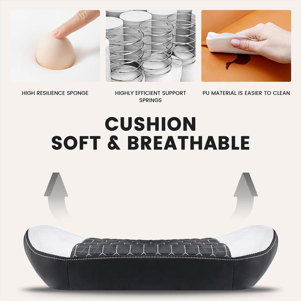 Silla Gamer Majnesvon Ergonómica Cuero Reposapiés Soporte Lumbar Negro Y Blanco img #5