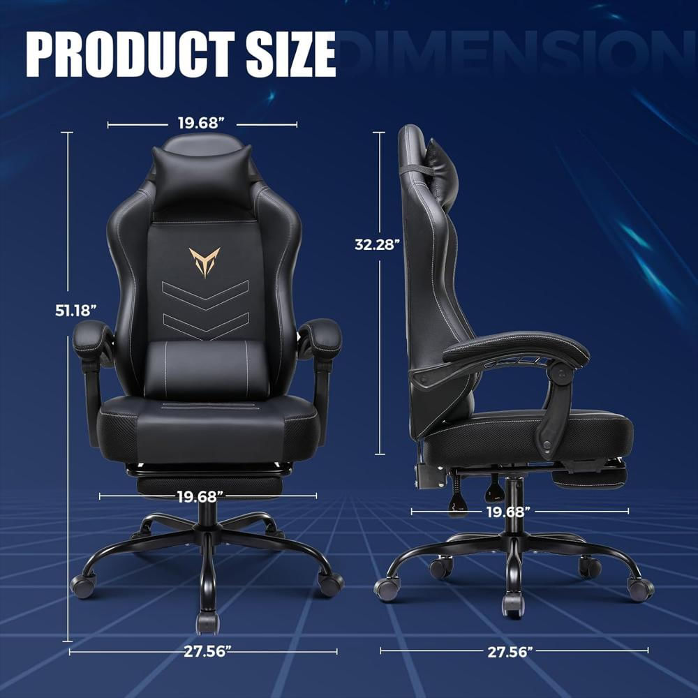 Silla Gamer Gtplayer Ergonomica Reclinable Con Reposapiés Soporte Lumbar Color Negro img #3