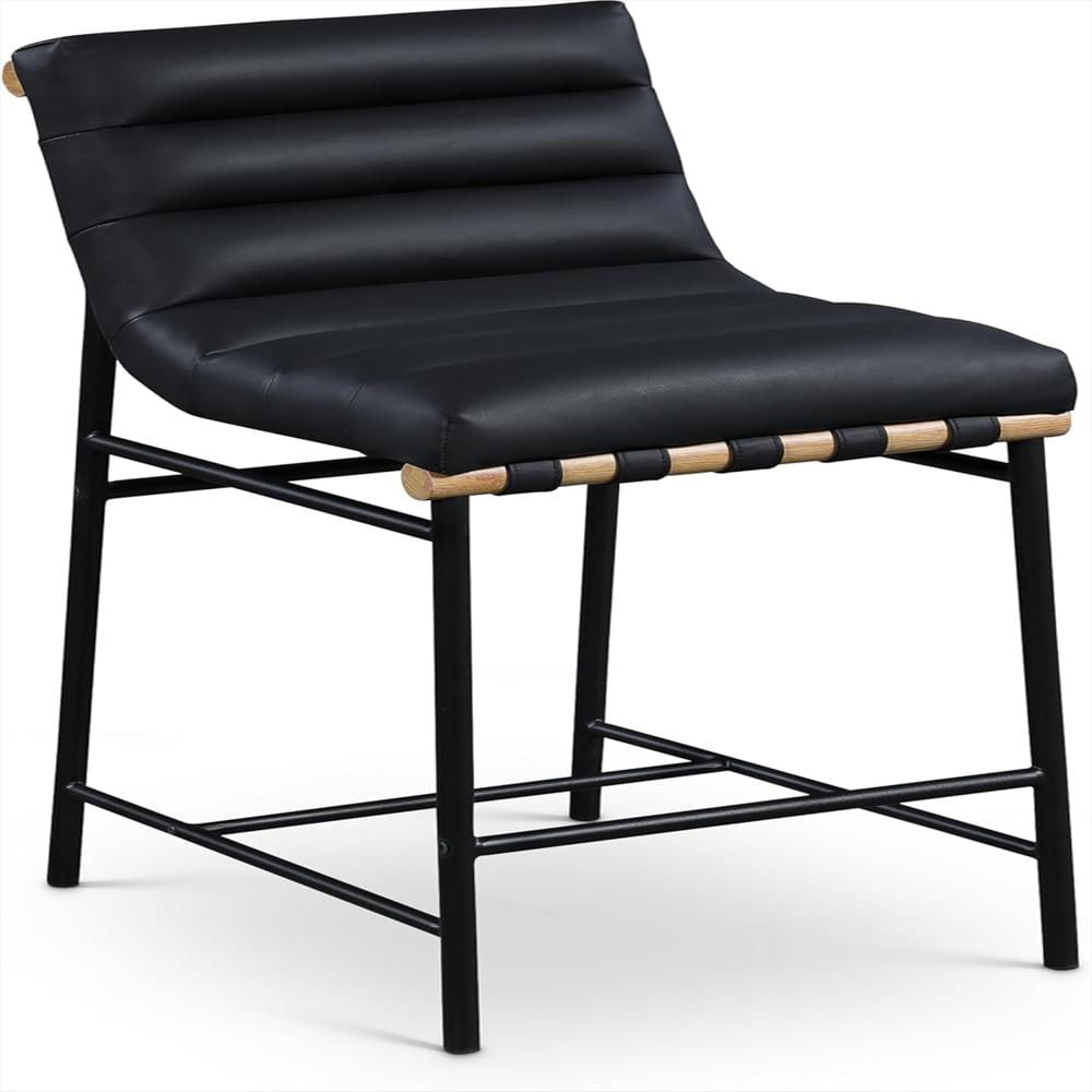 Taburete Meridian Furniture Cuero Vegano Negro Contemporáneo 18 Ancho 24 Profundidad 37.5 Alto img #1