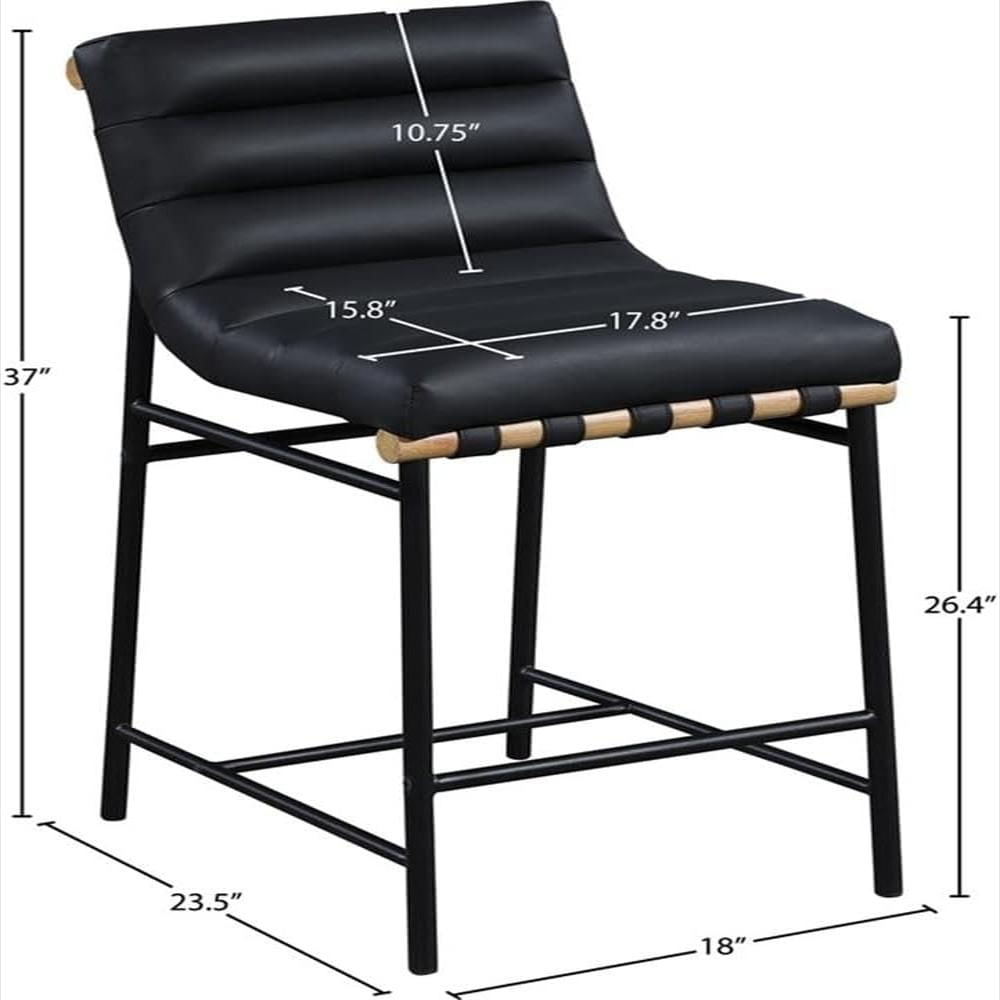 Taburete Meridian Furniture Cuero Vegano Negro Contemporáneo 18 Ancho 24 Profundidad 37.5 Alto img #3