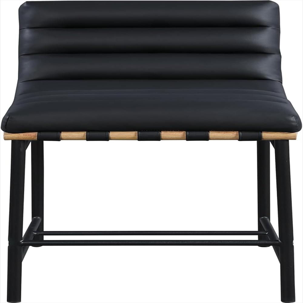 Taburete Meridian Furniture Cuero Vegano Negro Contemporáneo 18 Ancho 24 Profundidad 37.5 Alto img #4
