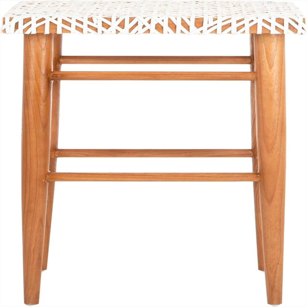 Taburete De Bar Safavieh Cuero Tejido Blanco 76 Cm img #1