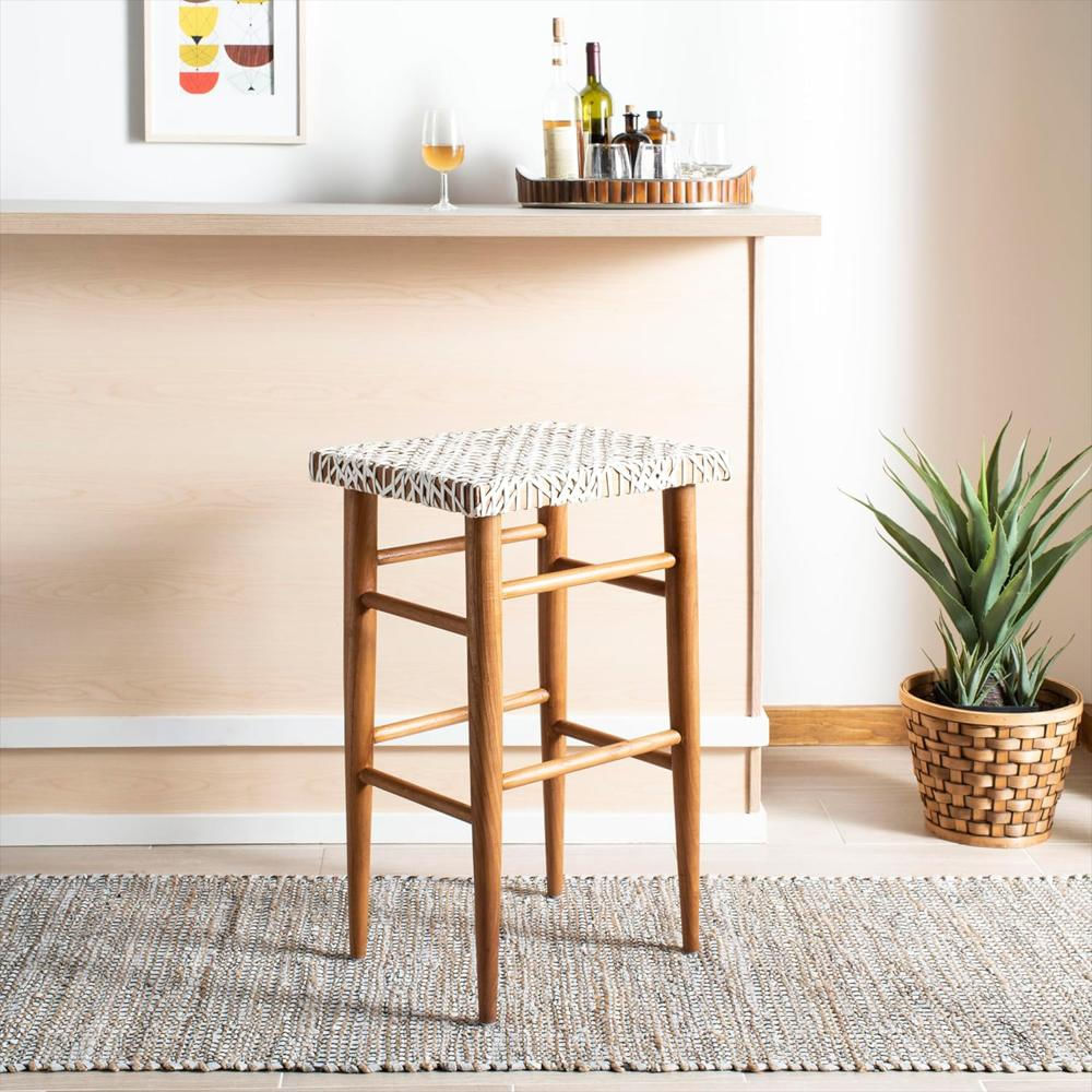 Taburete De Bar Safavieh Cuero Tejido Blanco 76 Cm img #2