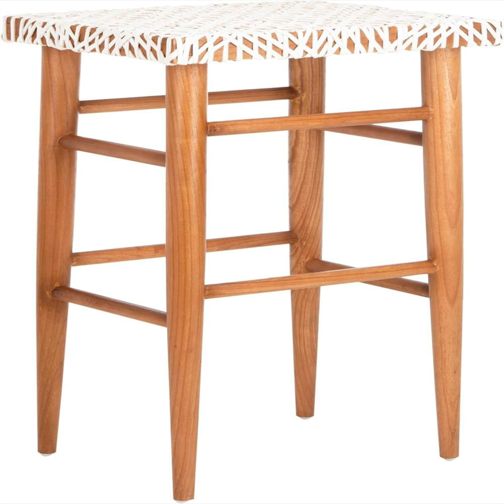 Taburete De Bar Safavieh Cuero Tejido Blanco 76 Cm img #4