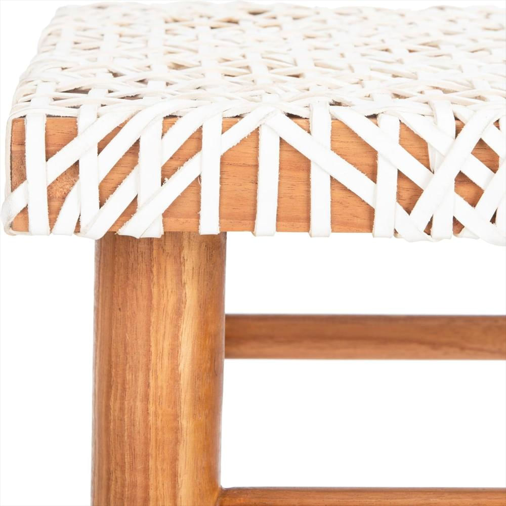 Taburete De Bar Safavieh Cuero Tejido Blanco 76 Cm img #5