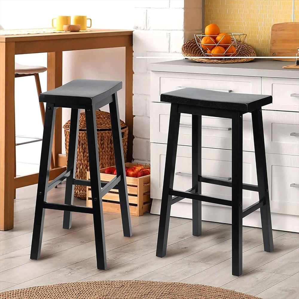 Taburete De Bar Pj Chonburi Madera Sin Respaldar Asiento Silla De Montar 60.96 Cm Negro img #2