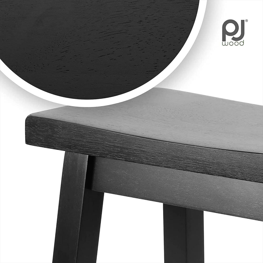 Taburete De Bar Pj Chonburi Madera Sin Respaldar Asiento Silla De Montar 60.96 Cm Negro img #5