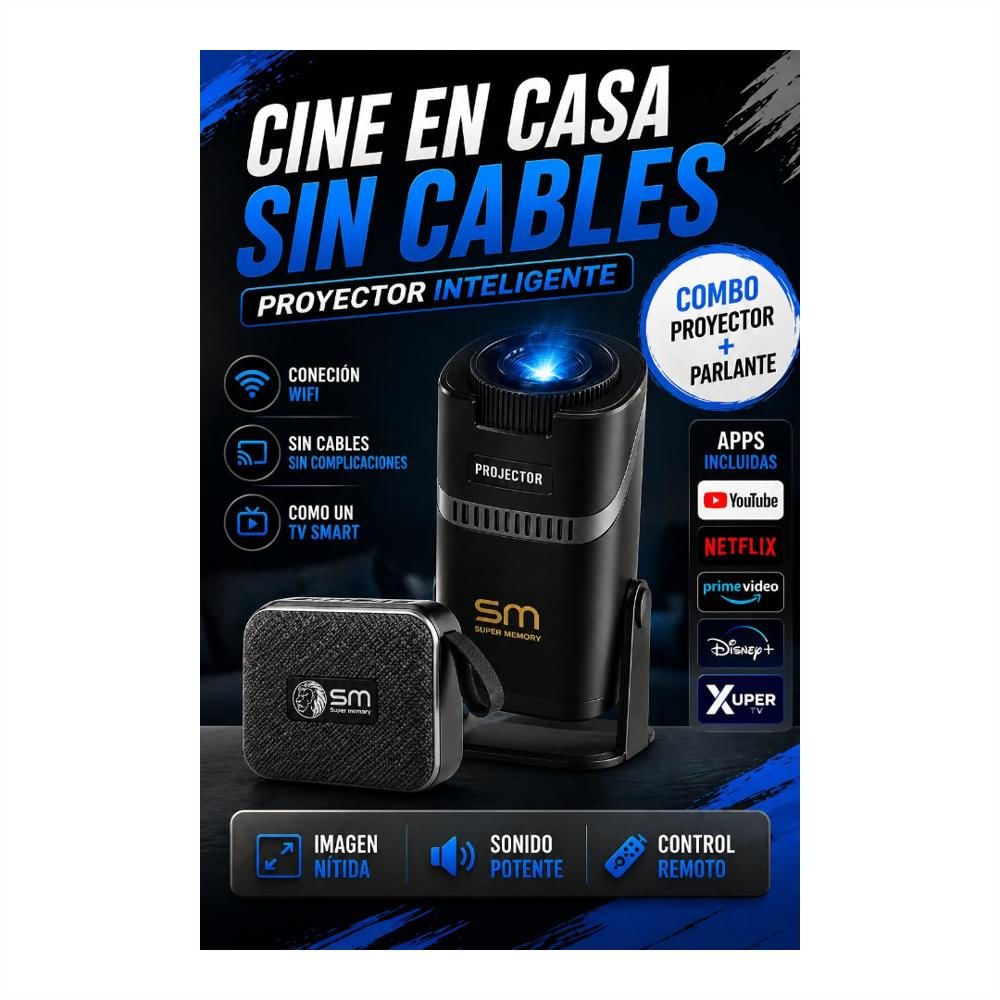 Proyector Inteligente Portátil Wifi Con Parlante Y Control Remoto img #3