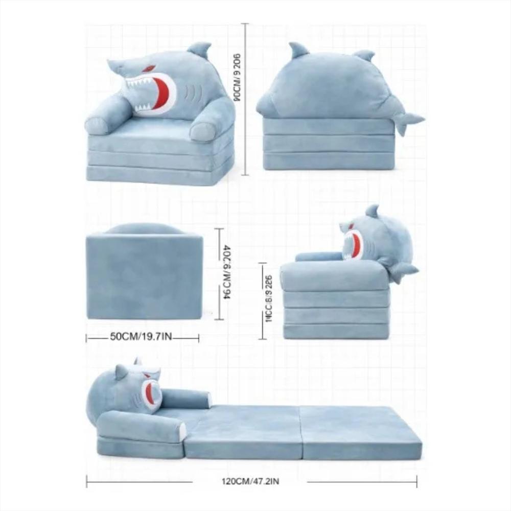 Sofá Cama Plegable Estilo Clasico Para Niños Y Niñas Color Azul img #5