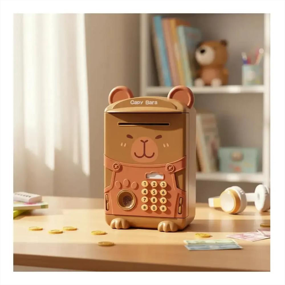 Alcancia Caja Fuerte Electronica De Apertura Con Contraseña Y Huella Niños Diseño Capibara img #4